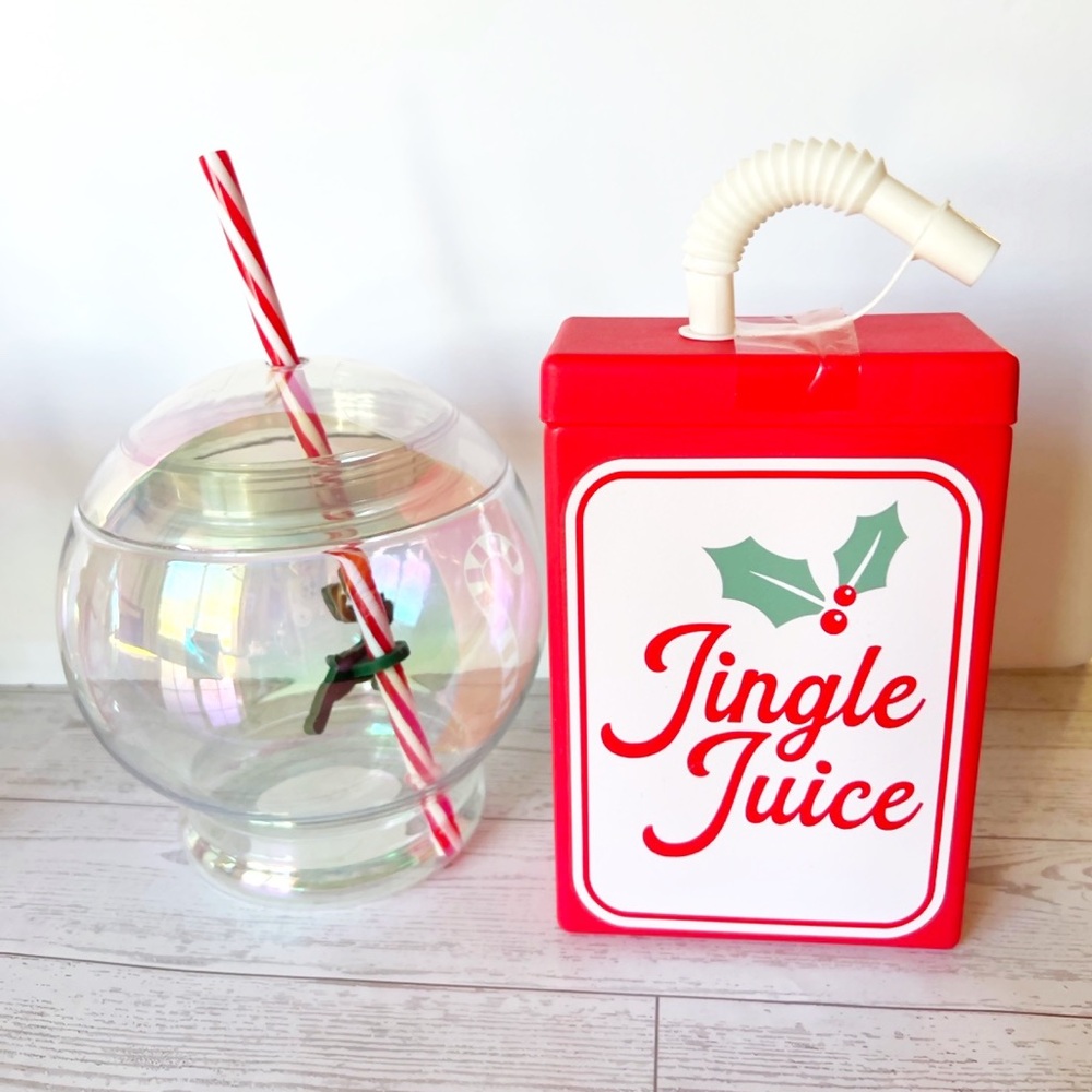 Target Holiday Jingle Juice Box with Straw/ Reindeer Iridescent Cup